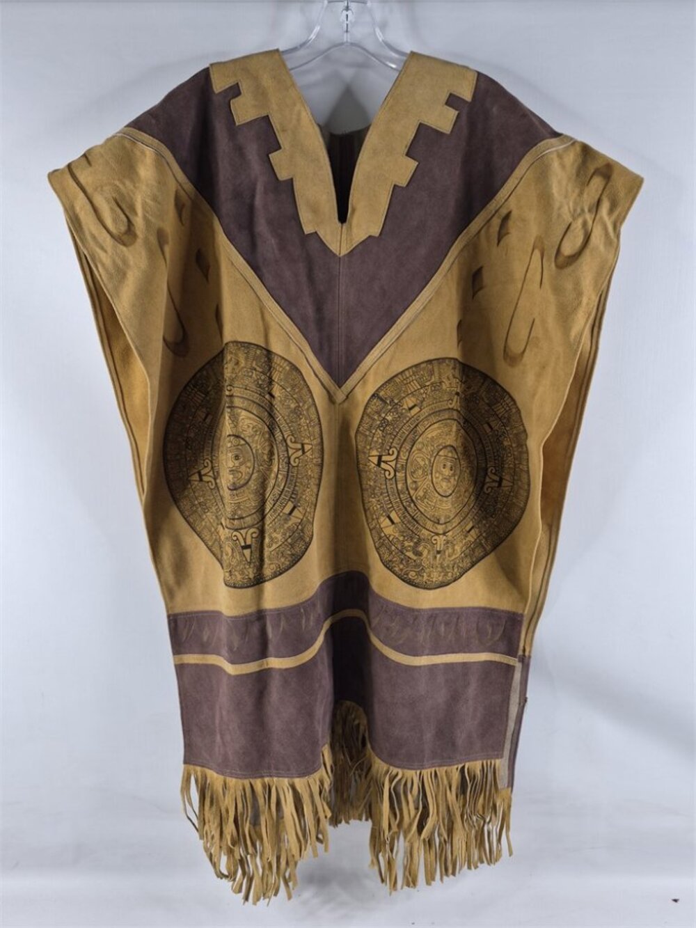 Handmade Brown Tan Suede Fringe Poncho (Unisex)